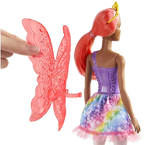 Barbie Dreamtopia Fairy Doll, 12-inch, with Pink Hair, Light Pink Legs & Wings, Gift for 3 to 7 Year Olds