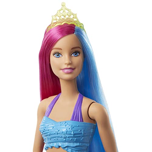 Barbie Dreamtopia Mermaid Doll with Pink & Blue Hair & Tail, Plus Tiara Accessory