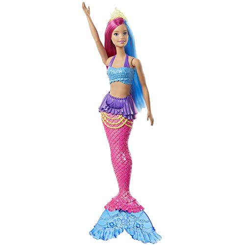 Barbie Dreamtopia Mermaid Doll with Pink & Blue Hair & Tail, Plus Tiara Accessory