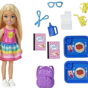 Barbie Club Chelsea School Playset with Blonde Small Doll & Classroom Accessories, Flipping Blackboard, Cafeteria, Desks & More (Amazon Exclusive)