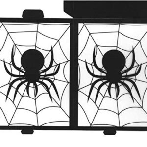 Halloween PVC Haunted House Bat and Spider Decorative Lanterns Battery Powered LED Light Up Electric Votive Candle Tea Light Foldable Collapsible -Set of 2