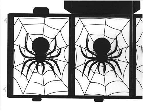 Halloween PVC Haunted House Bat and Spider Decorative Lanterns Battery Powered LED Light Up Electric Votive Candle Tea Light Foldable Collapsible -Set of 2