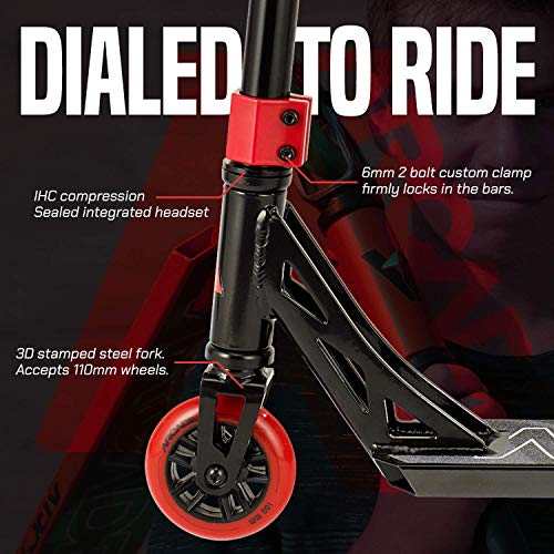 ARCADE Pro Scooters - Stunt Scooter for Kids 8 Years and Up - Perfect for Beginners Boys and Girls - Best Trick Scooter for BMX Freestyle Tricks (Black/Red)