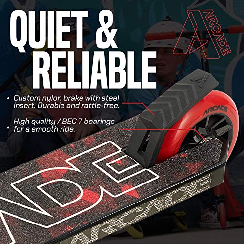 ARCADE Pro Scooters - Stunt Scooter for Kids 8 Years and Up - Perfect for Beginners Boys and Girls - Best Trick Scooter for BMX Freestyle Tricks (Black/Red)