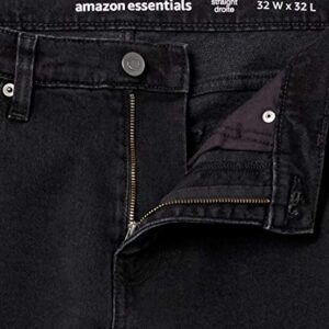 Amazon Essentials Men's Straight-Fit Stretch Jean, Black, 28W x 28L