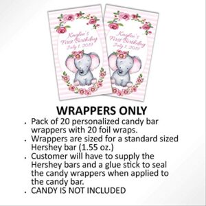 Personalized Candy Wrappers for Chocolate, Elephant Baby Shower Favors, Pack of 20 Custom Hershey Bar Labels