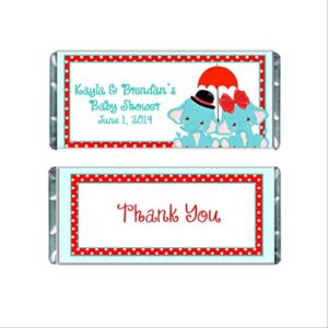 personalized elephant candy wrappers for chocolate, baby shower favors, pack of 20 custom hershey bar labels