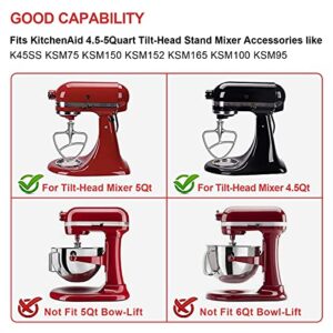 Stainless Steel Beaters for Kitchenaid Stand Mixer, 4.5-5Qt Tilt-Head Paddle Attachment for Kitchenaid Mixer, Polished Flat Beater for KitchenAid-Dishwasher Safe by Hozodo