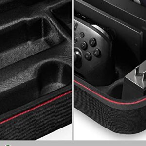 Switch Case for Nintendo Switch and Switch OLED Model, Portable Full Protection Carrying Travel Bag with 18 Game Cards Storage for Switch Console Pro Controller Accessories Black