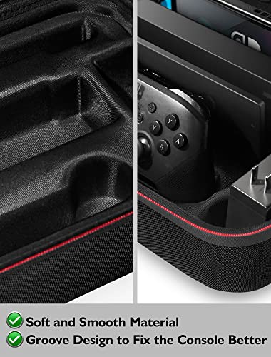 Switch Case for Nintendo Switch and Switch OLED Model, Portable Full Protection Carrying Travel Bag with 18 Game Cards Storage for Switch Console Pro Controller Accessories Black