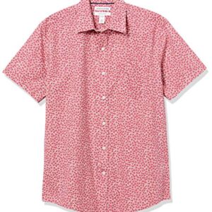 Amazon Essentials Men's Regular-Fit Short-Sleeve Poplin Shirt, Washed Red Roses, Medium