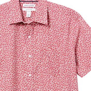 Amazon Essentials Men's Regular-Fit Short-Sleeve Poplin Shirt, Washed Red Roses, Medium