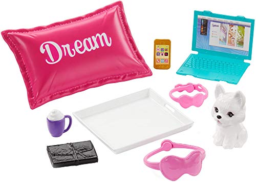 ​Barbie Relaxation Doll, Brunette, with Puppy and 8 Accessories, Including Pillow, Journal and Sleep Masks, Gift for Kids 3 to 7 Years Old