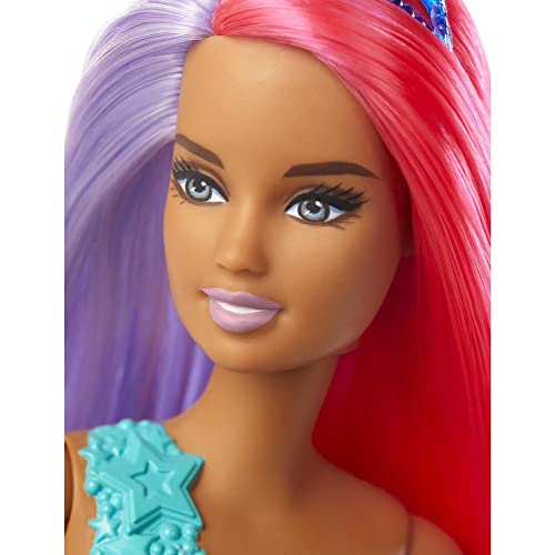 Barbie Dreamtopia Mermaid Doll, 12-inch, Pink and Purple Hair, with Tiara, Gift for 3 to 7 Year Olds