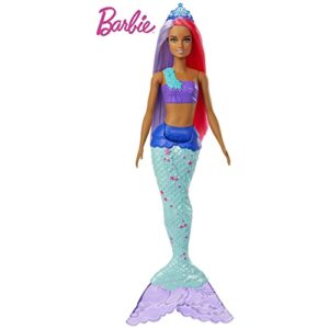 Barbie Dreamtopia Mermaid Doll, 12-inch, Pink and Purple Hair, with Tiara, Gift for 3 to 7 Year Olds