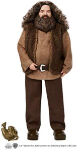 mattel harry potter rubeus hagrid collectible doll, approx. 12-inch wearing belted shirt and vest. with dragon accessory, gift for 6 year olds and up