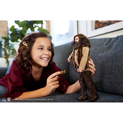 Mattel Harry Potter Rubeus Hagrid Collectible Doll, Approx. 12-inch Wearing Belted Shirt and Vest. with Dragon Accessory, Gift for 6 Year Olds and Up