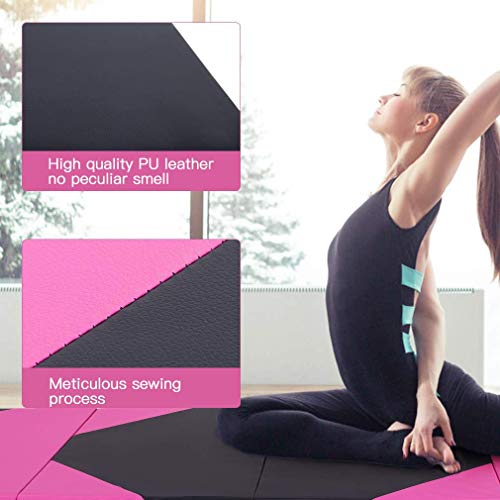 Dkeli Thick Fitness Gymnastics Exercise Mat 4 Folding Tumbling Mat for Kids Anti-Sweat Easy to Clean Indoor/Outdoor Yoga Mat Lightweight Home Gym Mat Carrying Handles，4x10x2