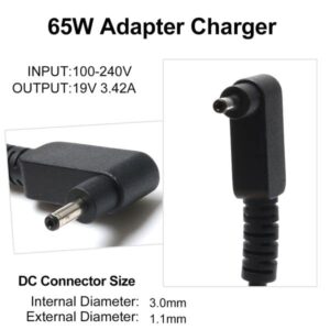 19V 3.42A 65W AC Adapter Laptop Charger for Acer Chromebook 11 13 14 15 R11 CB3 CB5 C720 C720P C740 C810 C910 CB3-532 CB5-571 CB3-131 CB3-111-C670 Acer Iconia Tab W700 W700P Power Supply Cord