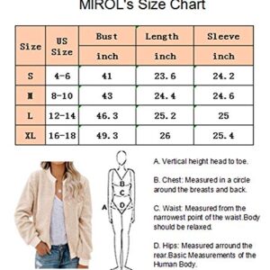 MIROL Women's Sherpa Fleece Jacket Faux Fuzzy Long Sleeve Casual Zip Up Bomber Coat