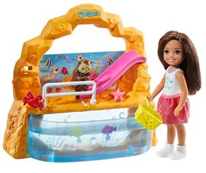 barbie club chelsea doll and aquarium playset, 6-inch brunette, with accessories