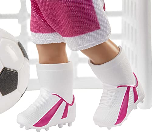 Barbie Soccer Coach Playset with Blonde Soccer Coach Doll, Student Doll and Accessories: Soccer Ball, Clipboard, Goal Net, Cones, Bench and More for Ages 3 and Up