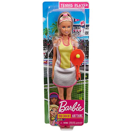 Barbie Blonde Tennis Player Doll with Tennis Outfit, Racket and Ball