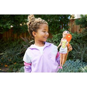 Barbie Blonde Tennis Player Doll with Tennis Outfit, Racket and Ball