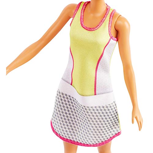 Barbie Blonde Tennis Player Doll with Tennis Outfit, Racket and Ball