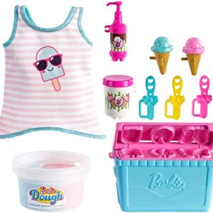 Barbie Cooking & Baking Accessory Pack with Ice Cream-Themed Pieces, Including Tank Top for Doll, Cooler Mold & Container of Molded Dough, Ages 4 Years Old & Up, Multi