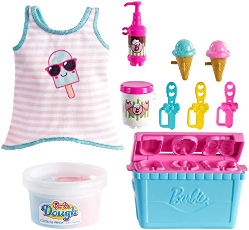 Barbie Cooking & Baking Accessory Pack with Ice Cream-Themed Pieces, Including Tank Top for Doll, Cooler Mold & Container of Molded Dough, Ages 4 Years Old & Up, Multi