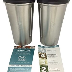 Genuine Ninja 24oz Stainless Steel Double-Wall Thermo Insulated Cup for Auto-IQ Blender, 2-Pack, Cup Only No Lid