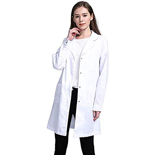 Lab Coat, NRUTUP White Lab Coat for Laboratory Work, Halloween Costumes for Scientist Doctor (White, M)