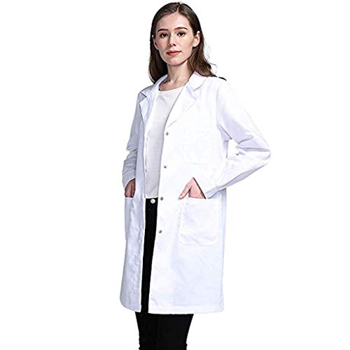 Lab Coat, NRUTUP White Lab Coat for Laboratory Work, Halloween Costumes for Scientist Doctor (White, M)