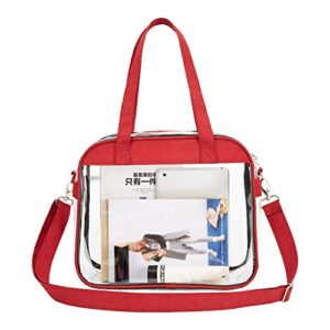 greenpine clear tote bag stadium approved, clear purse for gym, work, travel or concert, red, 12.5" x 10" x 4.5"