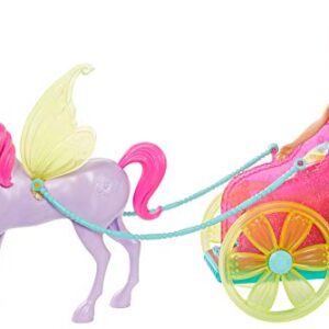 Barbie Dreamtopia Princess Doll, 11.5-in Blonde, with Fantasy Horse and Chariot