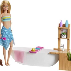 ​Barbie Fizzy Bath Doll & Playset, Blonde, with Tub, Fizzy Powder, Puppy & More, Gift for Kids 3 to 7 Years Old