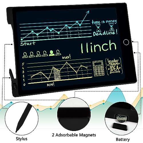 JONZOO LCD Writing Tablet 11 inch, Erasable Writing Drawing Board Doodle Pads with Magnets, Electronic Drawing Tablet Writing Board for Kids Adults at Home School Office (Black)