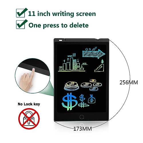 JONZOO LCD Writing Tablet 11 inch, Erasable Writing Drawing Board Doodle Pads with Magnets, Electronic Drawing Tablet Writing Board for Kids Adults at Home School Office (Black)