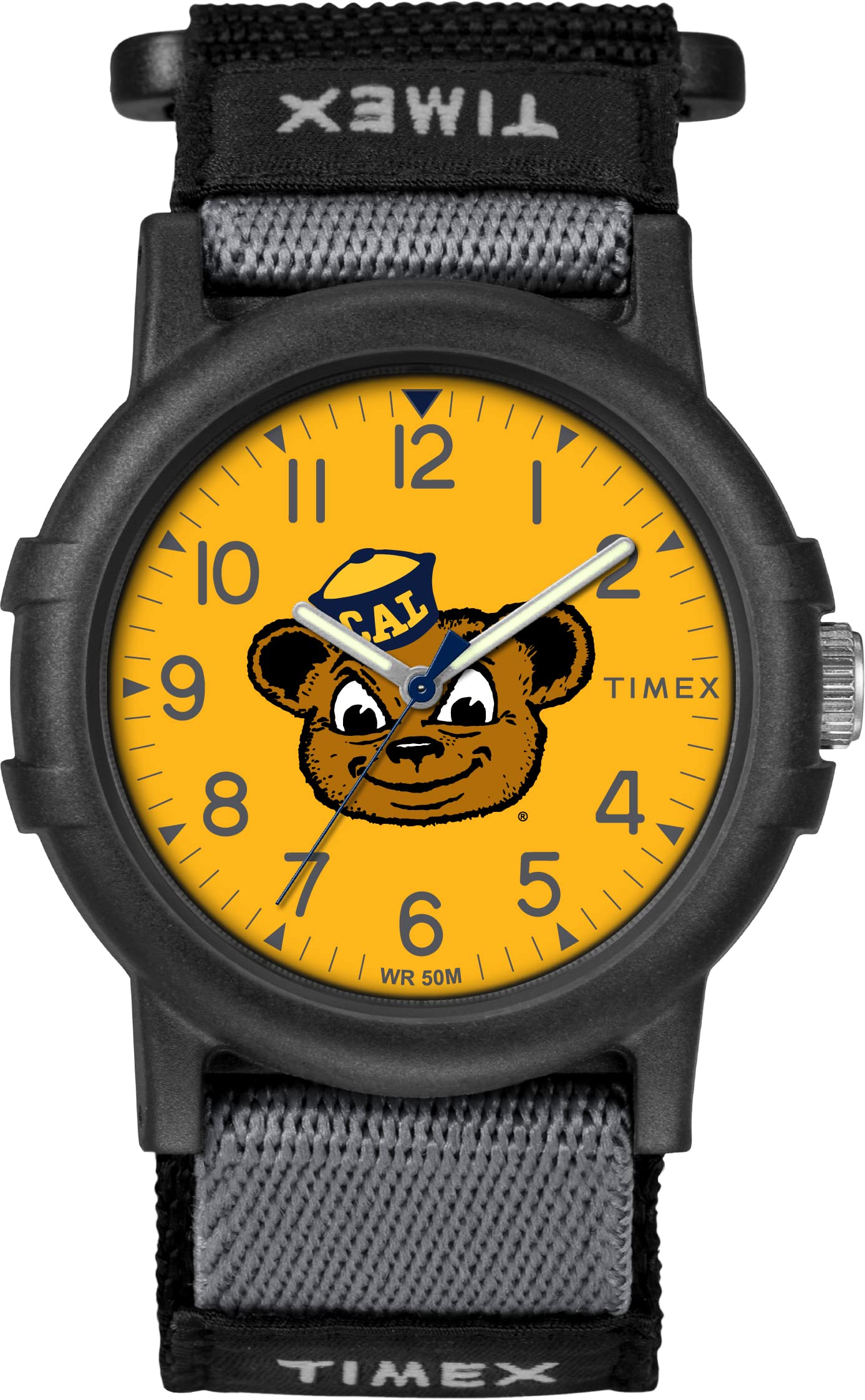 TIMEX Unisex Collegiate Recruit 38mm Watch - U Cal Berkeley Golden Bears Black Fabric Strap