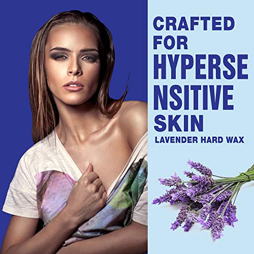 BLITZWAX Waxing Kit Hair Removal Wax Warmer Kit with Sensitive Skin Formula 14oz Lavender Hard Wax Beans for Facial Eyebrow Armpit Bikini Brazilian, Removes All Hair Types