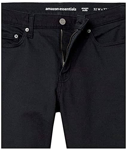 Amazon Essentials Men's Straight-Fit Stretch Jean, Black, 34W x 28L