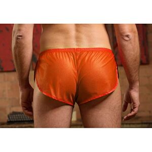 Muscle Alive Mens Extreme Mesh Shorts with Large Split Sides Color Orange Size M