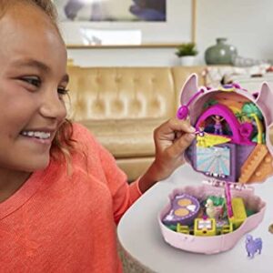 Polly Pocket Playset, Travel Toy with 2 Micro Dolls, Toy Boat & Surprise Accessories, Pocket World Owlnite Campsite Compact