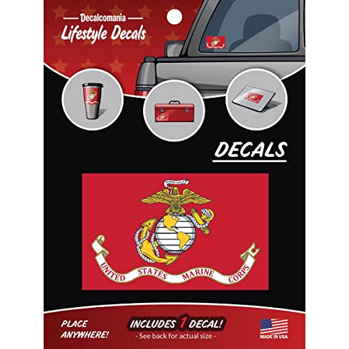 United States Marine Corps Flag Vinyl Vehicle Decals- Large 4" x 6.5" Flag Vinyl Sticker Bumper Stickers - USMC Flag Sticker for Trucks - Window Stickers for Trucks