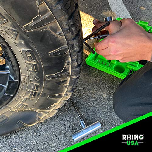 Rhino USA Tire Plug Repair Kit (86-Piece) Fix Punctures & Plug Flats with Ease - Heavy Duty Flat Tire Puncture Repair Kit for Car, Motorcycle, ATV, UTV, RV, Trailer, Tractor, Jeep, Etc