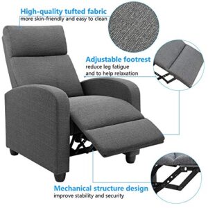 Rankok Recliner Chair for Adults Thickened Sponge Cushion Recliner with Adjustable Backrest and Footrest Single Reclining Sofa Chair for Living Room and Bedroom