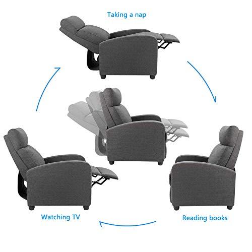 Rankok Recliner Chair for Adults Thickened Sponge Cushion Recliner with Adjustable Backrest and Footrest Single Reclining Sofa Chair for Living Room and Bedroom