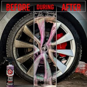 Adam's Polishes Wheel & Tire Cleaner Combo - Professional All in One Tire & Wheel Cleaner W/Wheel Brush & Tire Brush | Car Wash Wheel Cleaning Kit for Car Detailing | Safe On Most Rim Finishes