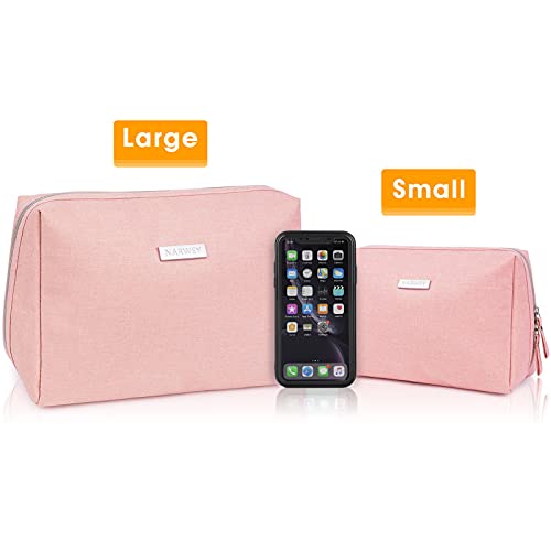 Large Makeup Bag Zipper Pouch Travel Cosmetic Organizer for Women (Large, Pink)